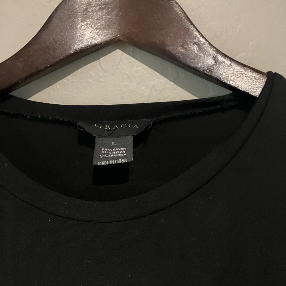 Gracia Short Sleeve Ruffles Pleats Tiered Babydoll Black Dress Women's Sz M - Picture 6 of 11